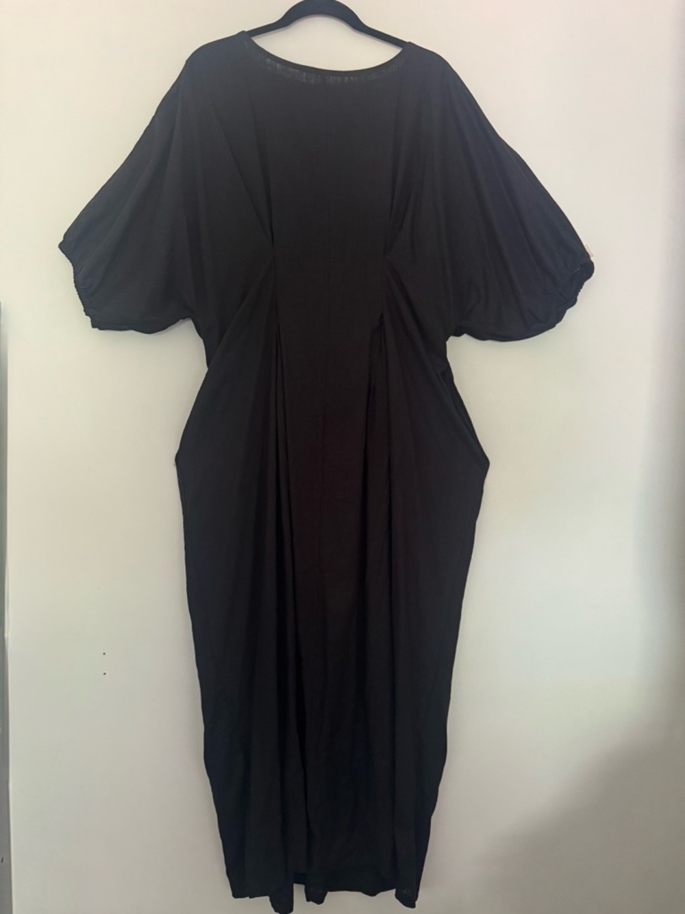 Black Women's Midi Dress with Dolman Sleeves